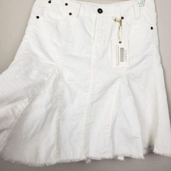 Guess godet coudoury jeans skirt white size 24 - Picture 2 of 9